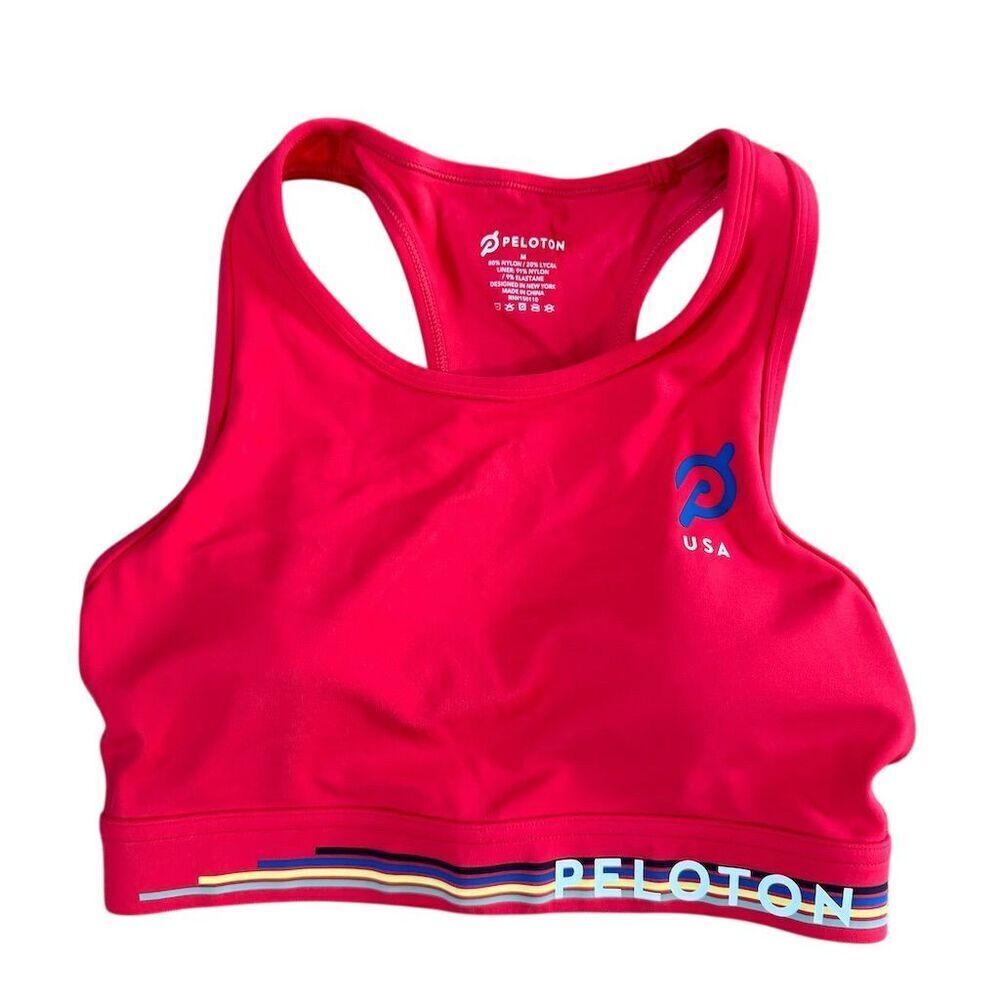 Peloton Women's Racerback Sports Bra Red Olympic Line Size Medium - Picture 2 of 9